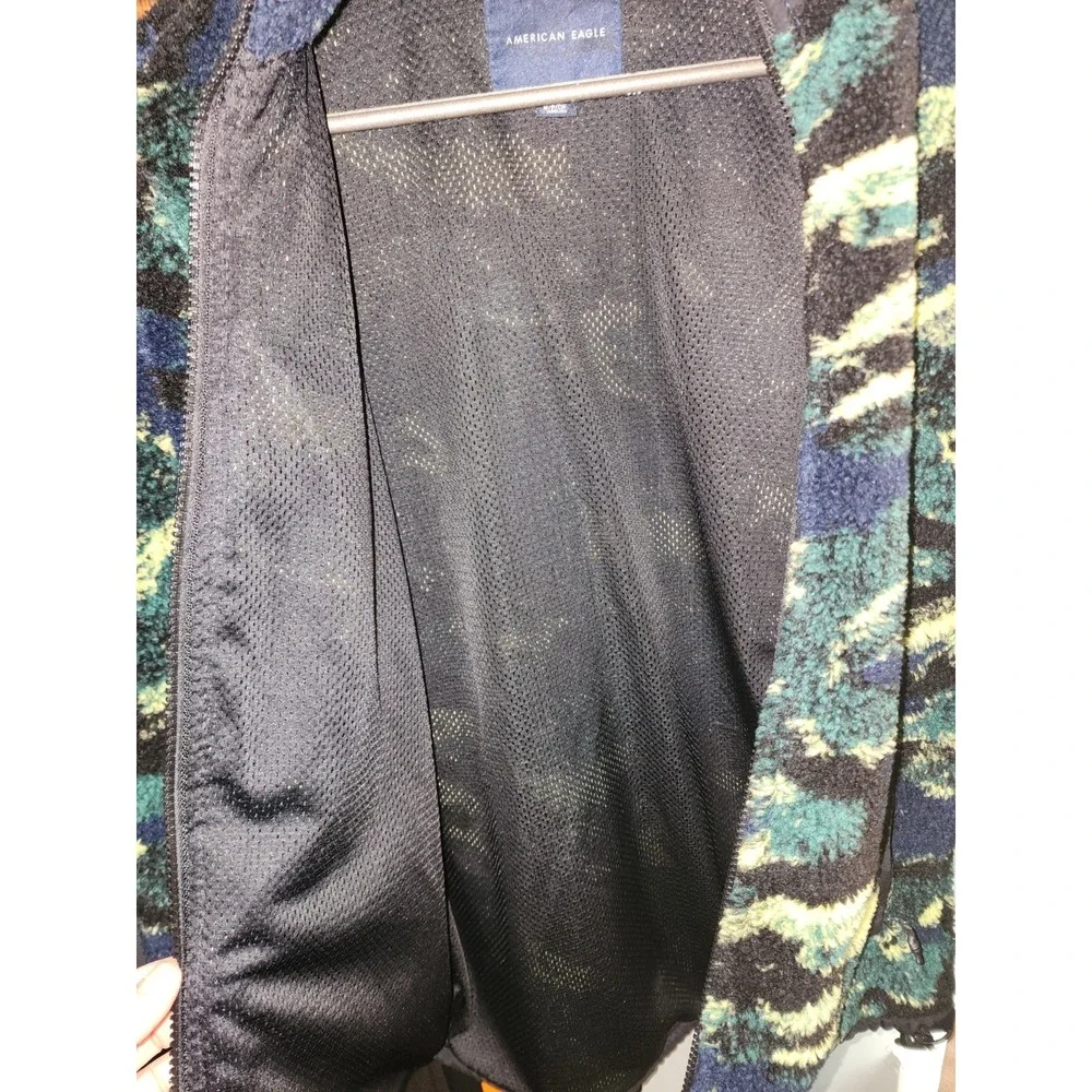 Fleece American Eagle Jacket Mens Small Colorful Camouflage Full Zip